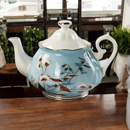 Théière Anglaise en Porcelaine Bleu et marron 400ML