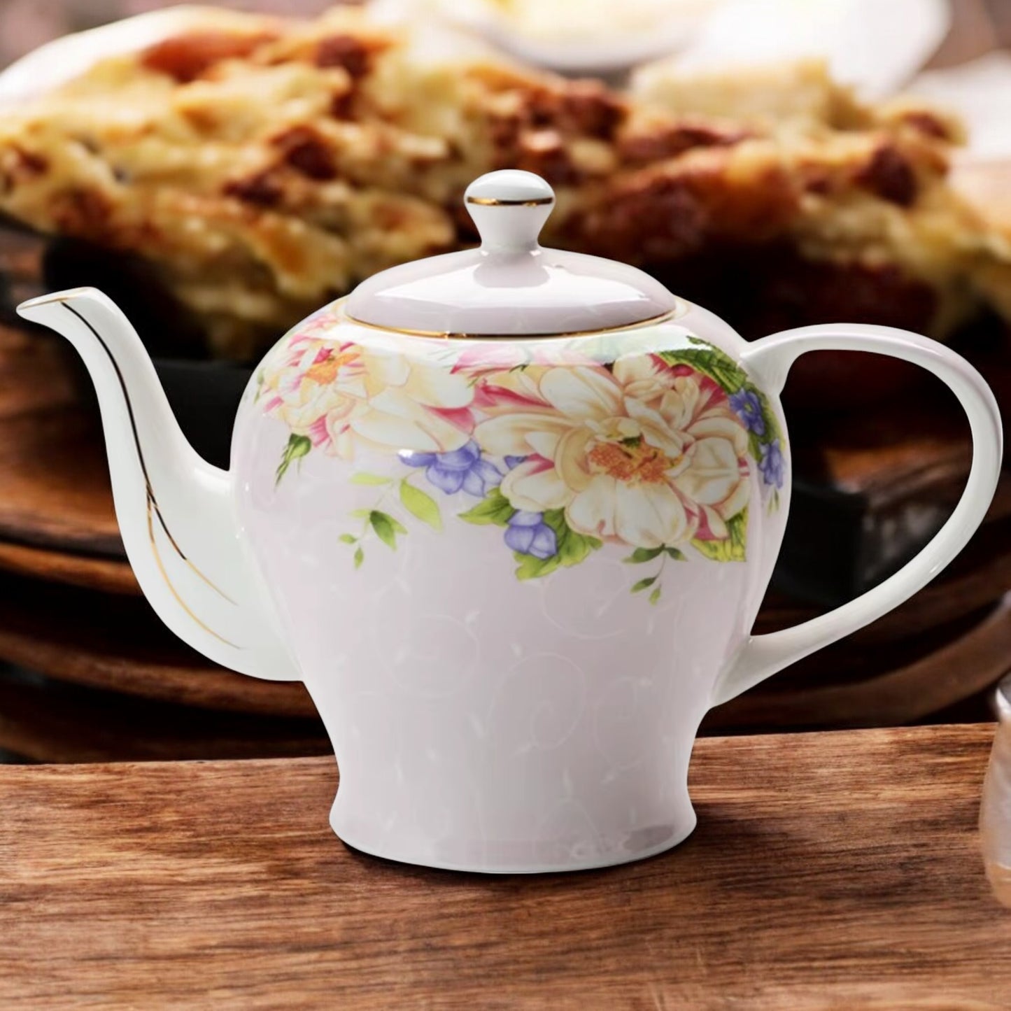 Théière Anglaise en porcelaine blanche à fleur 400ML